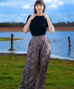 LBHM Dietrich Vintage Wide Leg Palazzo Pants In Royal Woods 32