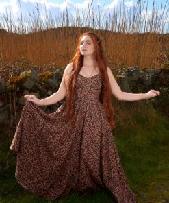 LBHM All In Stock Size XS Amalie Ballerina Daytime Maxi Gown In Gold And Black Medallions Crepe | Laura Byrnes & Hope Johnstun