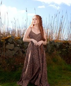 LBHM All In Stock Size XS Amalie Ballerina Daytime Maxi Gown In Gold And Black Medallions Crepe | Laura Byrnes & Hope Johnstun