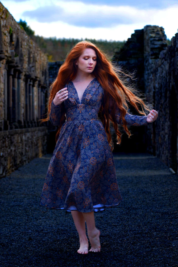 LBHM All In Stock Size XS Luna 40s Swing Dress In Royal Woods Crepe | Laura Byrnes & Hope Johnstun 6 LBHM All In Stock Size XS Luna 40s Swing Dress In Royal Woods Crepe | Laura Byrnes & Hope Johnstun