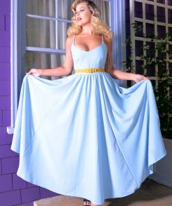Pinup Couture What's New, Pussycat? Amalie Ballerina Daytime Maxi Gown In Light Blue Crepe | Laura Byrnes