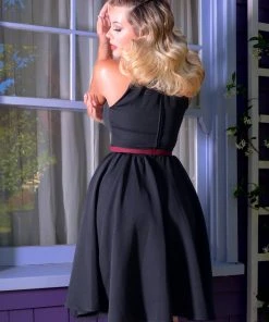 Shop All In-Stock Items By Size OYS - Harley Swing Dress In Black Twill | Pinup Couture - L75