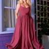 What's New, Pussycat? Amalie Ballerina Daytime Maxi Gown In Merlot | Pinup Couture