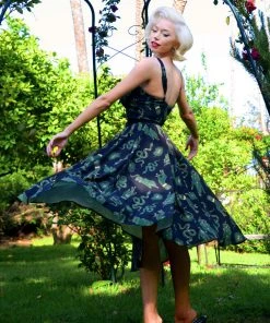 LBHM What's New, Pussycat? Linda Dress In Black Garden Of Eden Snake Print | Laura Byrnes & Hope Johnstun