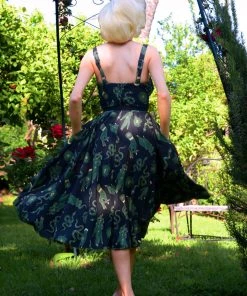 LBHM What's New, Pussycat? Linda Dress In Black Garden Of Eden Snake Print | Laura Byrnes & Hope Johnstun