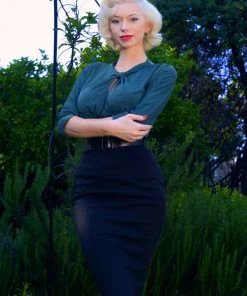 Malia Top In Dark Green ITY | Laura Byrnes Design