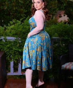 LBHM Final Sale - Nancy Dress In Teal Spanish Fans | Laura Byrnes & Hope Johnstun