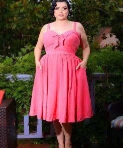 Linda Dress In Solid Coral | Pinup Couture What's New, Pussycat?