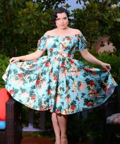 Marie-Thérèse Short Sleeved Peasant Dress In Sherbet Bella Roses Twill | Pinup Couture What's New, Pussycat? 11 Marie-Thérèse Short Sleeved Peasant Dress In Sherbet Bella Roses Twill | Pinup Couture What's New, Pussycat?