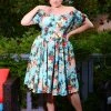 Marie-Thérèse Short Sleeved Peasant Dress In Sherbet Bella Roses Twill | Pinup Couture What's New, Pussycat?