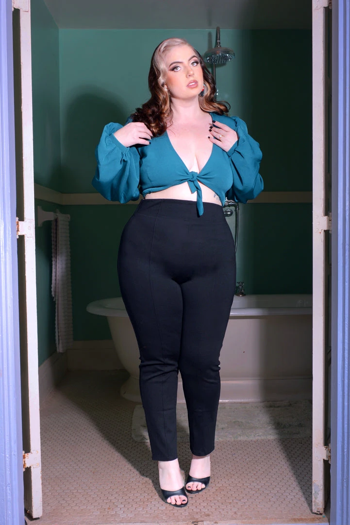 Hayworth Tie Top In Hunter Green Twill | Pinup Couture What's New, Pussycat? 3 Hayworth Tie Top In Hunter Green Twill | Pinup Couture What's New, Pussycat?