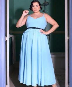 Pinup Couture What's New, Pussycat? Amalie Ballerina Daytime Maxi Gown In Light Blue Crepe | Laura Byrnes