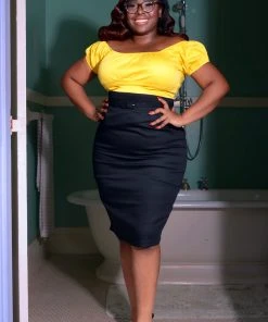 Vintage High Waist Pencil Skirt In Solid Black | Laura Byrnes Design What's New, Pussycat?