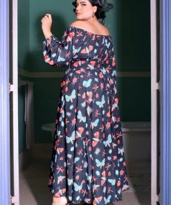 LBHM Swann Maxi Dress In Insect Print Crepe | Laura Byrnes & Hope Johnstun