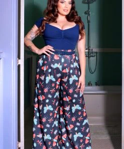 LBHM What's New, Pussycat? Dietrich Trousers In Insect Print 32" Inseam | Laura Byrnes & Hope Johnstun