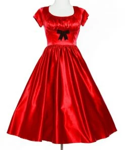 Shop All In-Stock Items By Size Final Sale - Evelyn Vintage Cocktail Dress In Red Bridal Satin | Pinup Couture