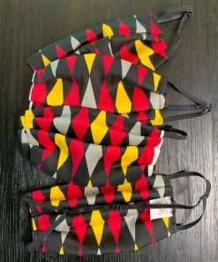 Pinup Girl Clothing Social Distancing Fabric Masks - Set Of 4pcs - Style #5 - Adult - Red House Harlequin Cotton Sateen What's New, Pussycat?