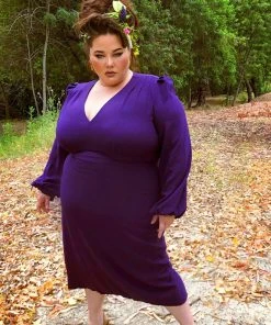Laura Byrnes Design Final Sale - Rachel Dress In Purple Stretch Crepe By Traci Lords