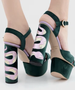 Anaconda Heels In Green Velvet | Butrich What's New, Pussycat?
