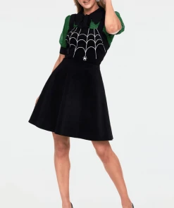 Final Sale - Charlotte Corduroy Overall Dress In Black | Voodoo Vixen