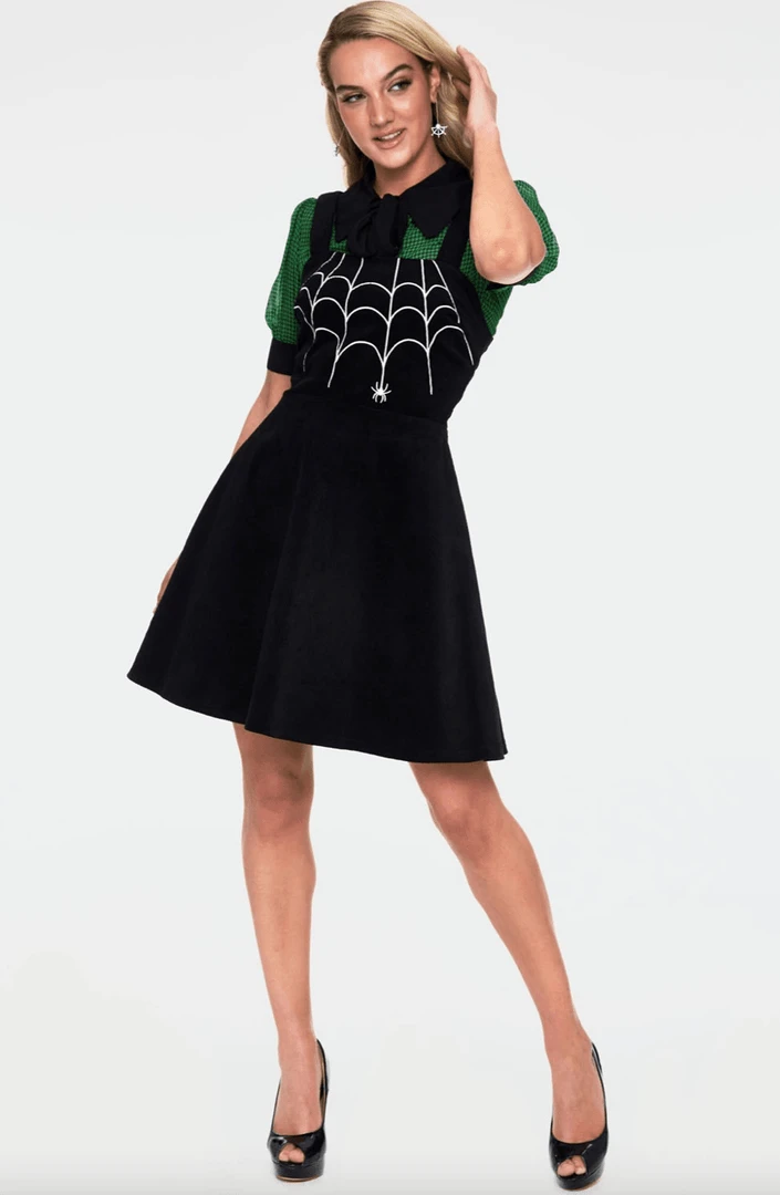 Final Sale - Charlotte Corduroy Overall Dress In Black | Voodoo Vixen 3 Final Sale - Charlotte Corduroy Overall Dress In Black | Voodoo Vixen