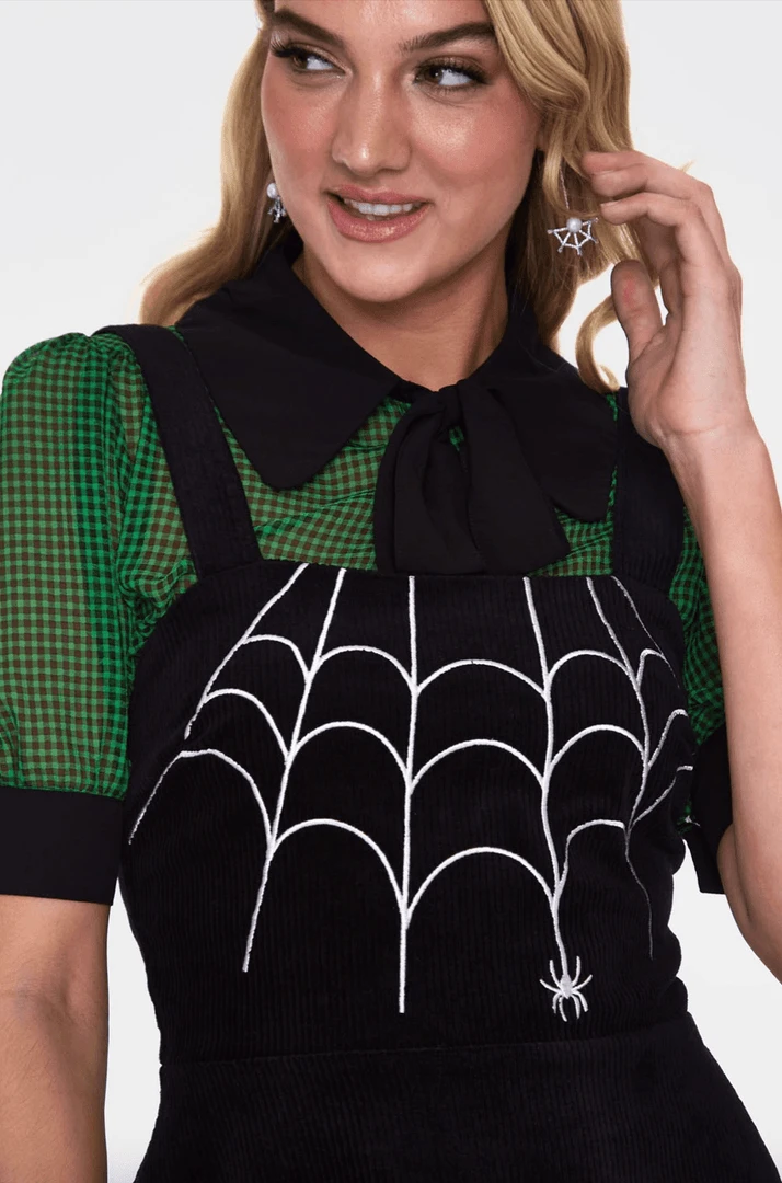 Final Sale - Charlotte Corduroy Overall Dress In Black | Voodoo Vixen 4 Final Sale - Charlotte Corduroy Overall Dress In Black | Voodoo Vixen