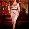 Pinupgirlclothing.com OYS - S, M, XL, 2X Mona Wiggle Dress In Victorian Pink Satin | Pinup Couture - L50 Shop All In-Stock Items By Size