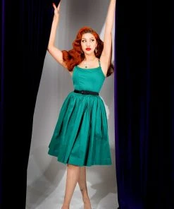 Shop All In-Stock Items By Size Final Sale - Jenny Vintage Swing Dress In Emerald Green | Pinup Couture