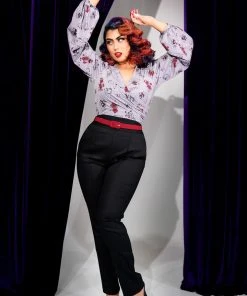 Laura Byrnes Design Shop All In-Stock Items By Size Vintage High Waisted Tapered Long Trousers In Black Stretch Twill | Laura Byrnes