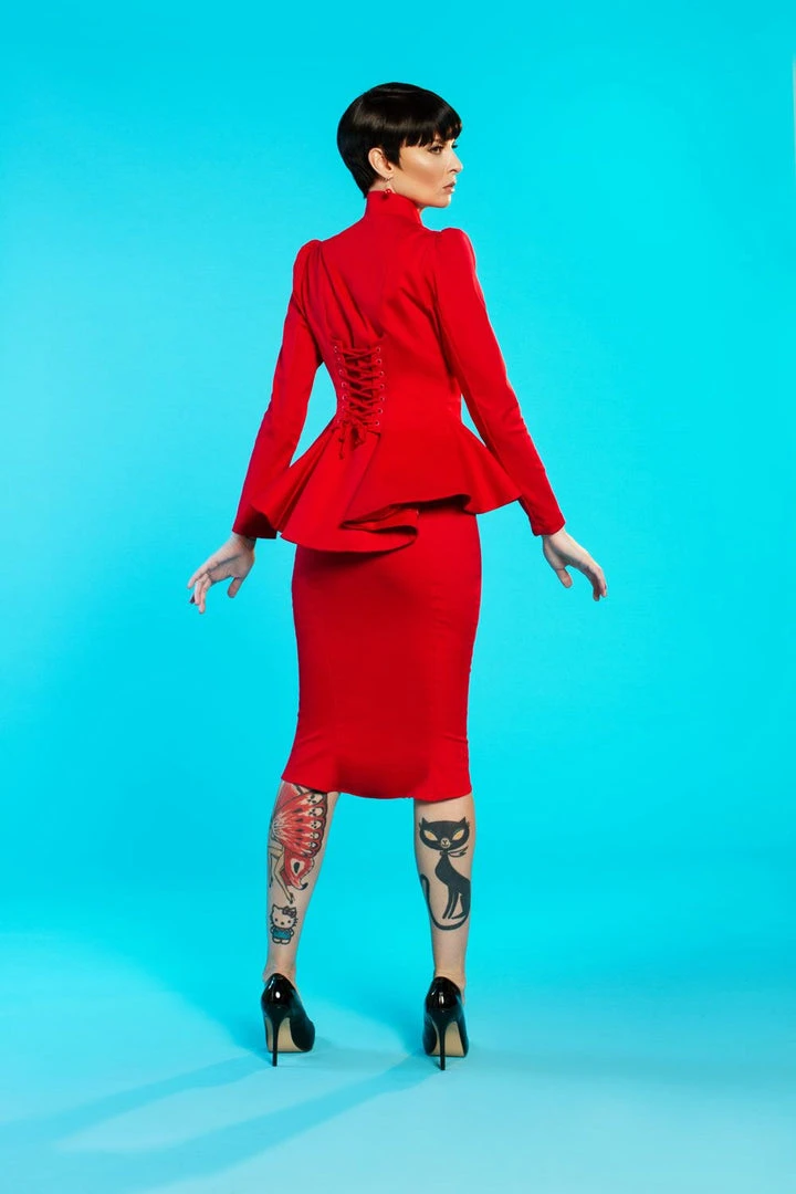 Traci Lords For Couture For Every Body Shop All In-Stock Items By Size Final Sale - Fishtail Wiggle Skirt In Red | Traci Lords 4 Traci Lords For Couture For Every Body Shop All In-Stock Items By Size Final Sale - Fishtail Wiggle Skirt In Red | Traci Lords