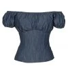LBHM Shop All In-Stock Items By Size Final Sale - Classic Peasant Top In Blue Denim | Pinup Couture