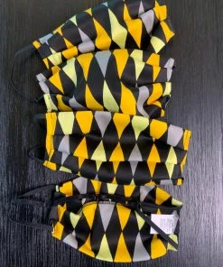 Pinup Girl Clothing Social Distancing Fabric Masks - Set Of 4pcs - Adult - Yellow House Harlequin Cotton Sateen