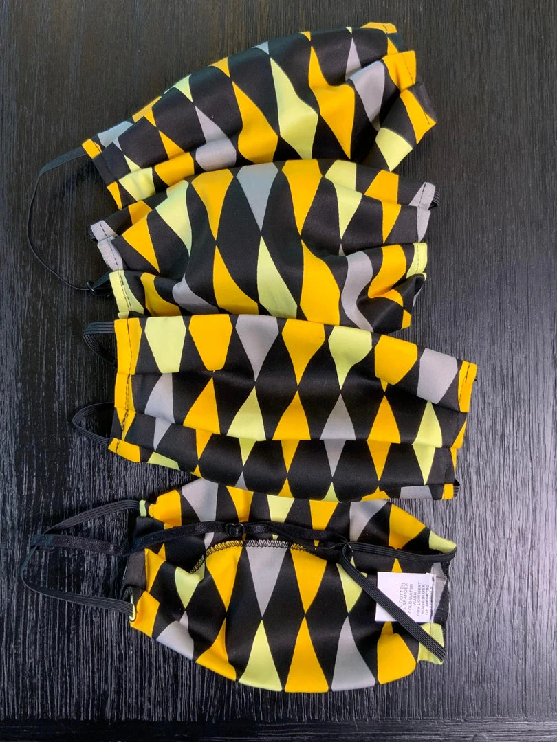 Pinup Girl Clothing Social Distancing Fabric Masks - Set Of 4pcs - Adult - Yellow House Harlequin Cotton Sateen 3 Pinup Girl Clothing Social Distancing Fabric Masks - Set Of 4pcs - Adult - Yellow House Harlequin Cotton Sateen