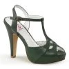 Pleaser What's New, Pussycat? Bettie Platform T-Strap Sandal In Forest Green Faux Leather