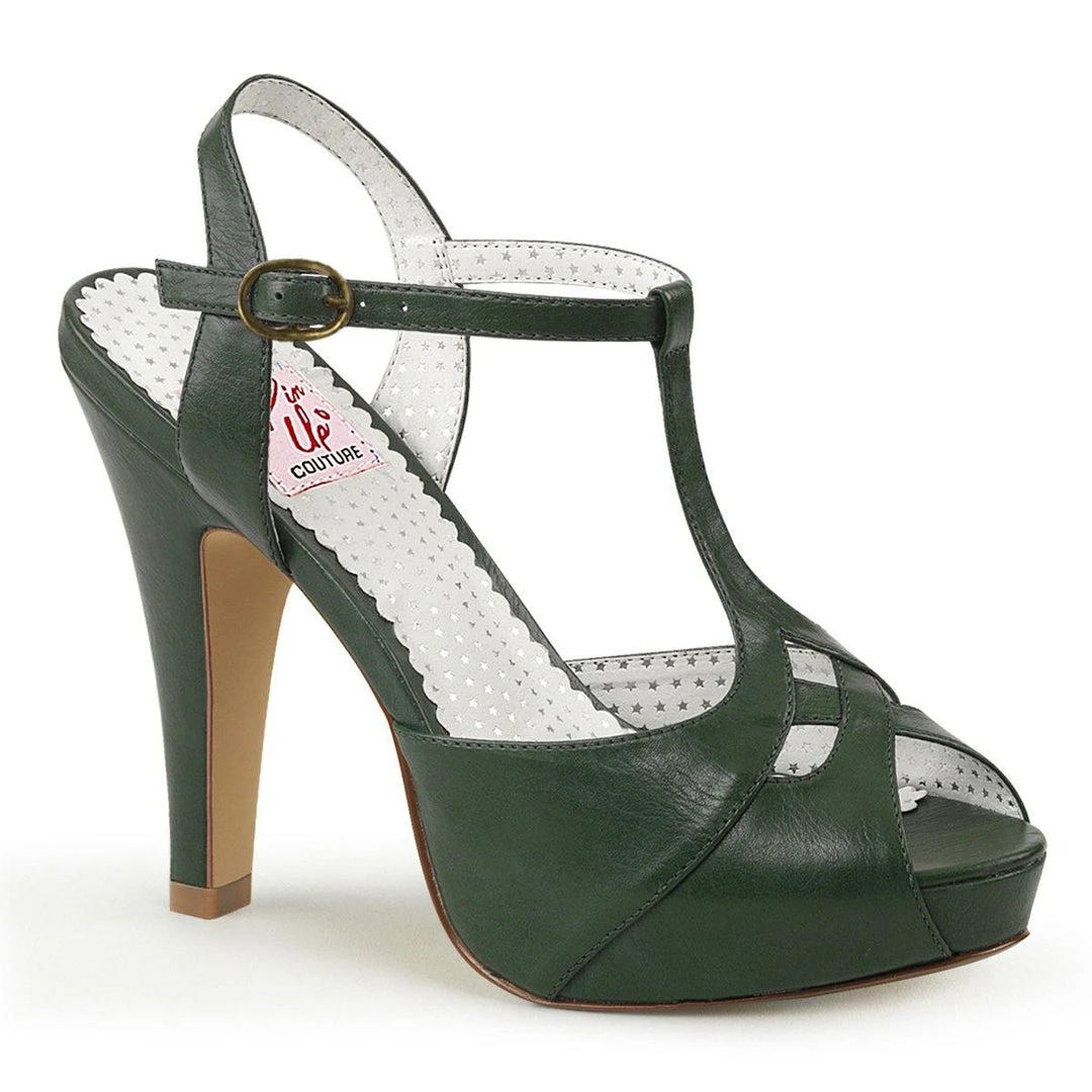 Pleaser What's New, Pussycat? Bettie Platform T-Strap Sandal In Forest Green Faux Leather 3 Pleaser What's New, Pussycat? Bettie Platform T-Strap Sandal In Forest Green Faux Leather