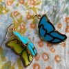 Wall To Wall Blue And Green Acrylic Butterfly Earrings What's New, Pussycat?