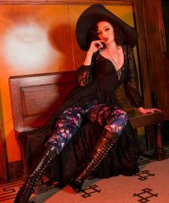 Traci Lords For Couture For Every Body Final Sale - Lola Pant Long Crushed Velvet Leggings In Blue Floral Print By Traci Lords 17 Traci Lords For Couture For Every Body Final Sale - Lola Pant Long Crushed Velvet Leggings In Blue Floral Print By Traci Lords