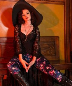 Traci Lords For Couture For Every Body Final Sale - Lola Pant Long Crushed Velvet Leggings In Blue Floral Print By Traci Lords 15 Traci Lords For Couture For Every Body Final Sale - Lola Pant Long Crushed Velvet Leggings In Blue Floral Print By Traci Lords