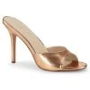 Pleaser The Hot Girl Peep Toe Mule In Rose Gold Faux Leather What's New, Pussycat?