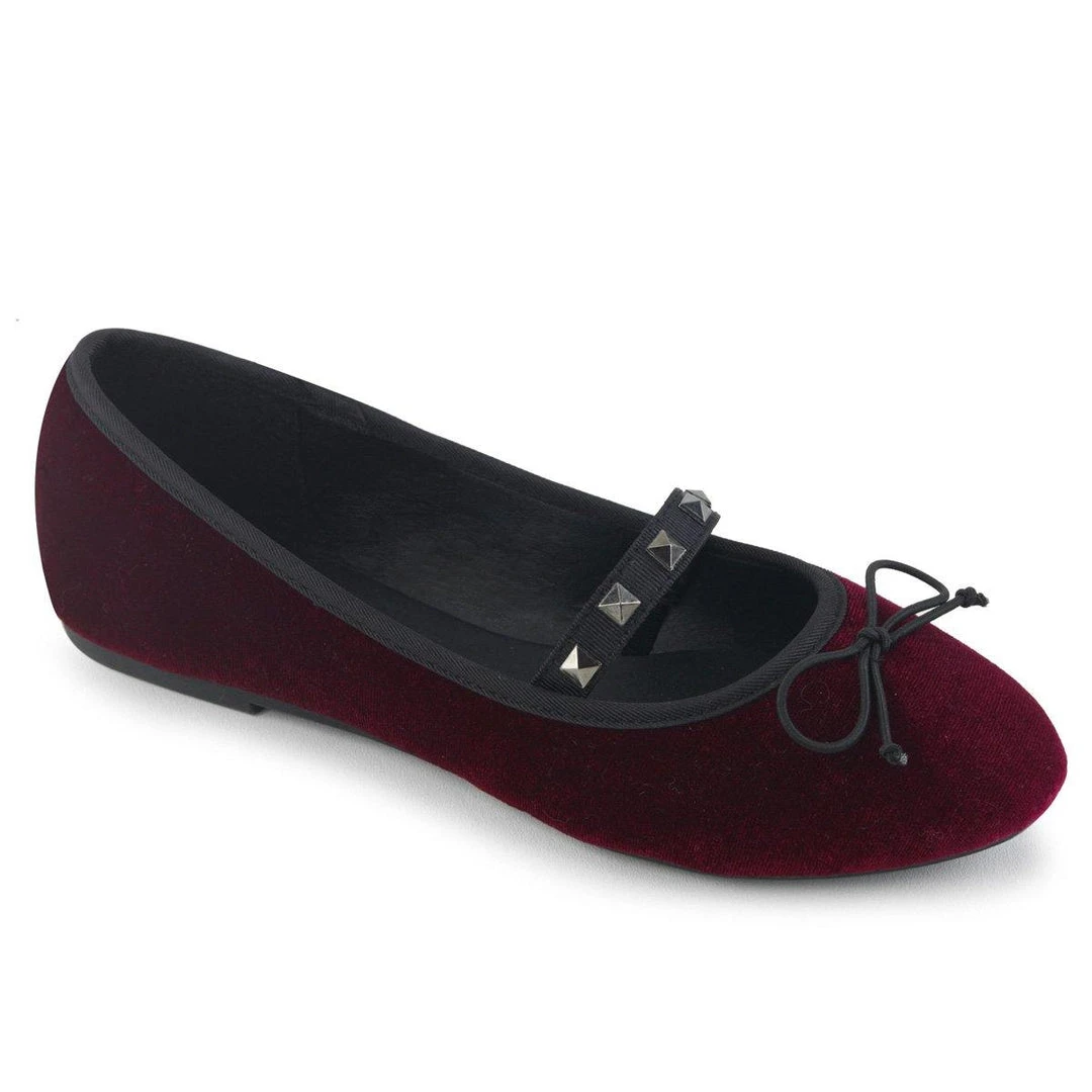Pleaser Demitri Ballet Flats In Burgundy Velvet 3 Pleaser Demitri Ballet Flats In Burgundy Velvet