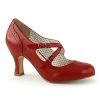Pleaser Flapper Double Strap Mary Jane Kitten Heel In Red