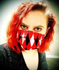 Pinup Girl Clothing Social Distancing Fabric Masks - Set Of 4pcs - Style #5 - Adult - Harley-quin Print Cotton Sateen Shop All In-Stock Items By Size