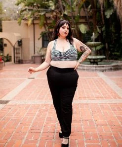 Traci Lords For Couture For Every Body Final Sale - Allison Crop Top In Houndstooth Bengaline By Traci Lords