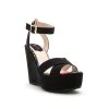 LUV Fashion Katherine Platform Wedge Sandal In Black Faux Suede 1 LUV Fashion Katherine Platform Wedge Sandal In Black Faux Suede