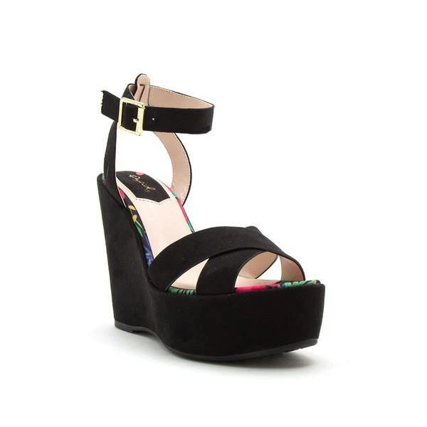 LUV Fashion Katherine Platform Wedge Sandal In Black Faux Suede What's New, Pussycat? 3 LUV Fashion Katherine Platform Wedge Sandal In Black Faux Suede What's New, Pussycat?