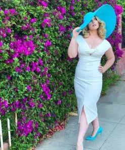 Final Sale - Dixiefried Niagara Wiggle Dress In Solid White Stretch Bengaline