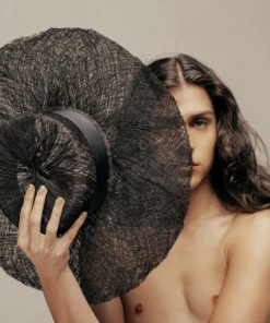 What's New, Pussycat? Hand Crafted Black Cabecinegro Wide Brimmed Sun Hat | Margarita Diaz Del Castillo