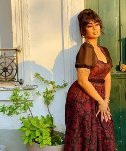 LBHM Final Sale - Amara Swing Dress In Red On Black Capri Floral | Laura Byrnes & Hope Johnstun 12 LBHM Final Sale - Amara Swing Dress In Red On Black Capri Floral | Laura Byrnes & Hope Johnstun