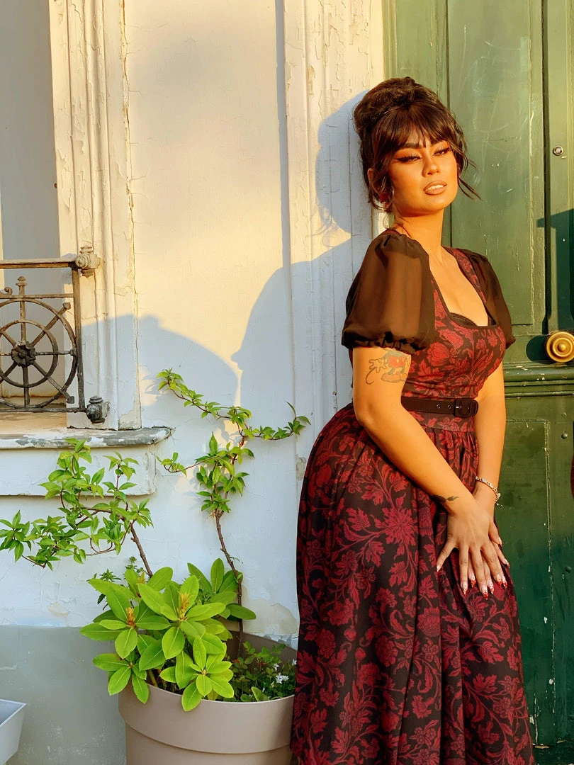 LBHM Final Sale - Amara Swing Dress In Red On Black Capri Floral | Laura Byrnes & Hope Johnstun 5 LBHM Final Sale - Amara Swing Dress In Red On Black Capri Floral | Laura Byrnes & Hope Johnstun