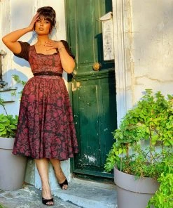 LBHM Final Sale - Amara Swing Dress In Red On Black Capri Floral | Laura Byrnes & Hope Johnstun